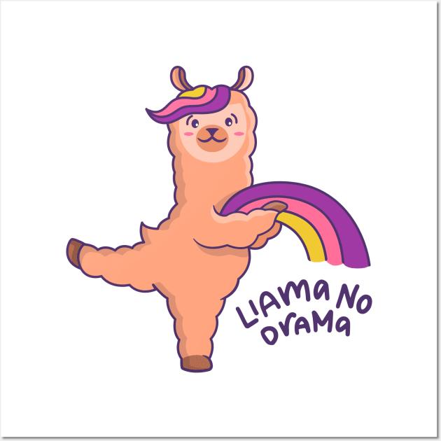 Cute Llama No Drama Wall Art by mchda